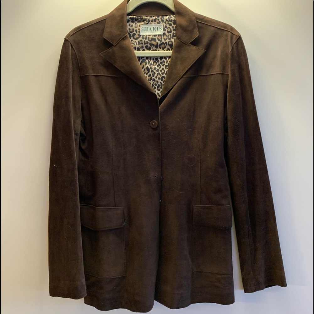 Shari’s brown suede blazer